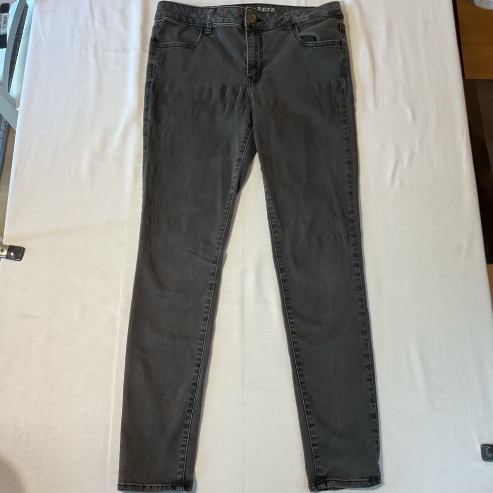 American‎ Eagle Outfitters Black Super Stretch Jeggings, Size 14 Long Comfy